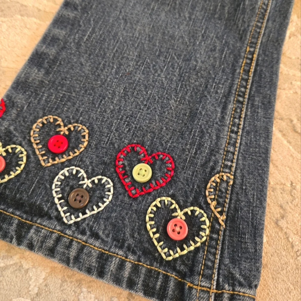 Gymboree Y2k Denim Jeans with Heart Embroidery